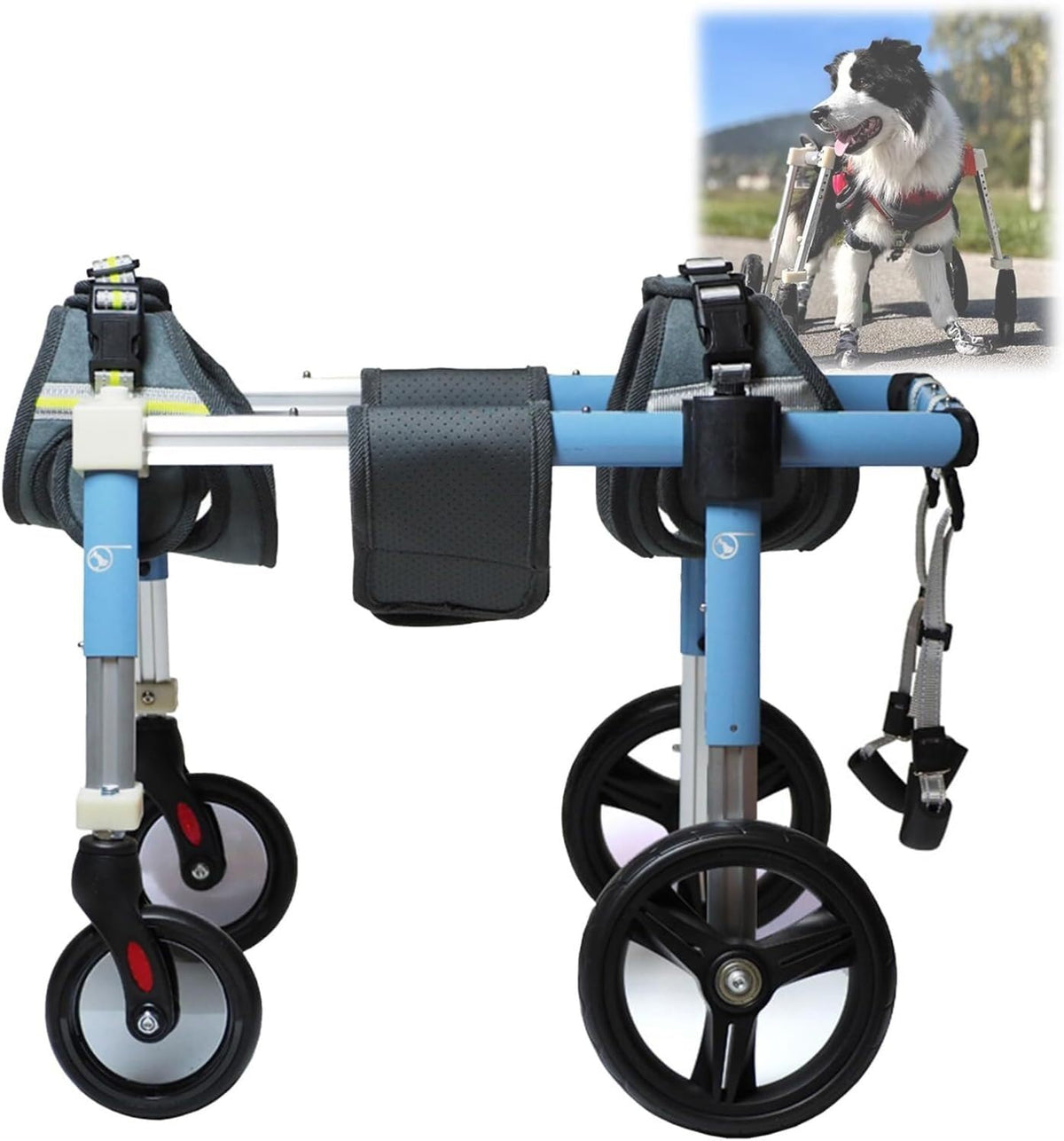 Adjustable Dog Wheelchair for Mum & Dogs 4 Wheel li Aid for Rear Legs Pet Support for Cats & Rabbits(Large)