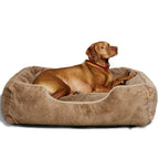 FUZI Luxury Aesthetic Dog Bed for Medium Dogs with Washable Cover, Pet Couch, Pet Bed with Sides, Non-Slip Bottom, Soft and Durable Calming Dog Bed, Faux Rabbit Fur, Medium 31.75x23.6x9.5 Soft White