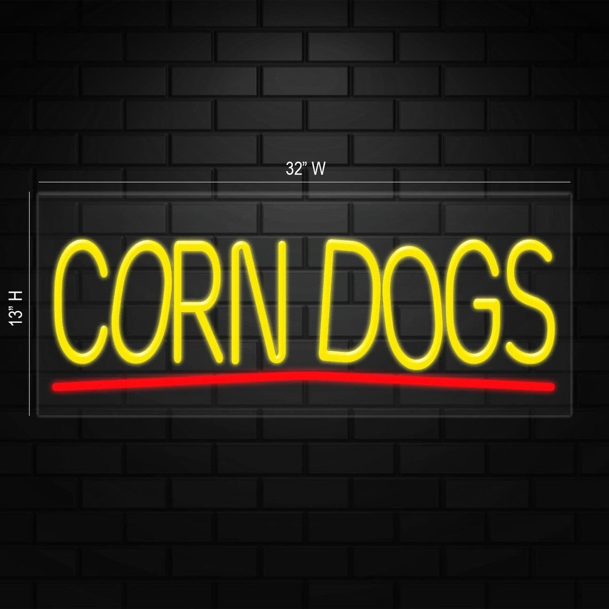 Corn Dogs Neon Sign for Retail Displays | Value priced LED Flex Neon | Electronic Light Up LED Sign for Windows/Walls | 32"W x 13"H x 1"D