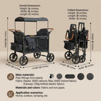 Foldable 4 Seater Pet Wagon, Alloy Frame Pet Stroller, Large Dog Stroller