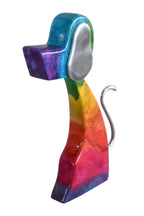 NIFAO Abstract Rainbow Painted Wood Dog Figurine Aluminum Ears 8"x2"x15"H
