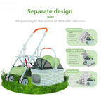Pet Stroller, Foldable Travel Reinforced Aluminium Frame Detachable Pet Stroller 3 in 1 for Cats and Dogs (Green)