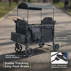 Foldable 4 Seater Pet Wagon, Alloy Frame Pet Stroller, Large Dog Stroller