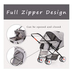 Cat/Dog Stroller Easy One-Hand Fold, 4 Wheel for Medium Small Dogs Clearance, Reversible Push Handle Pet Stroller Puppy & Kitten Carrier Extended Cockpit(Blue)