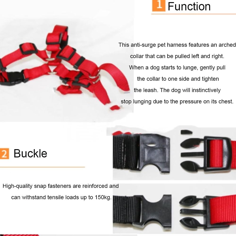 Dog Cart Pulling Harness Set with Stainless Steel Pull Rod, Adjustable No Pull Dog Harness, Heavy Duty Traction Harness for Pulling Wagon & Hauling Supplies, 4 Buckles(S)