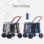 Pet Dog Stroller for Large Dogs Pet Pram Luxury Large Dog Strollers Foldable Carrier Cart Pet Pushchair 4 Wheel Stroller Carriage for Cat Dog (Green)