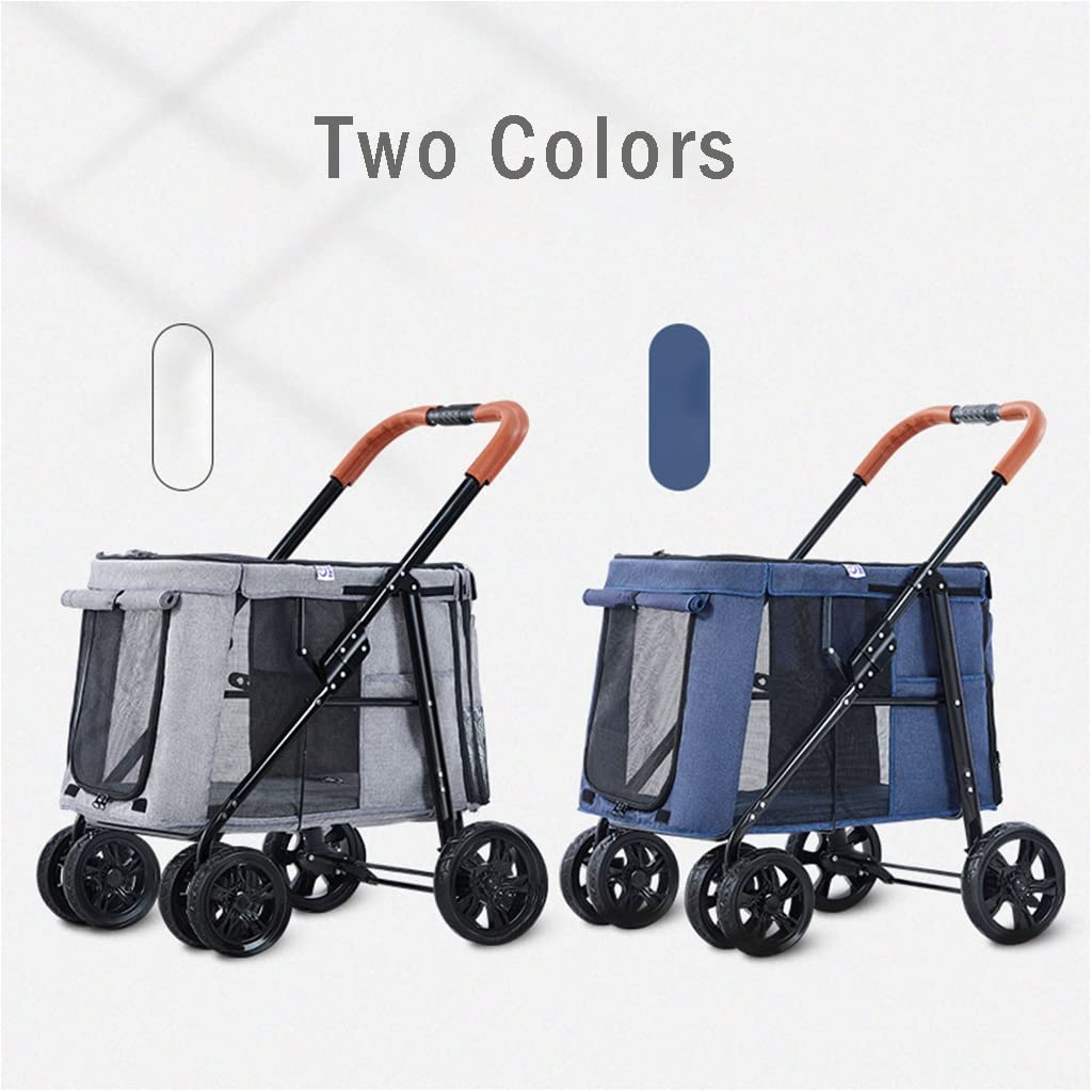 Pet Dog Stroller for Large Dogs Pet Pram Luxury Large Dog Strollers Foldable Carrier Cart Pet Pushchair 4 Wheel Stroller Carriage for Cat Dog (Green)