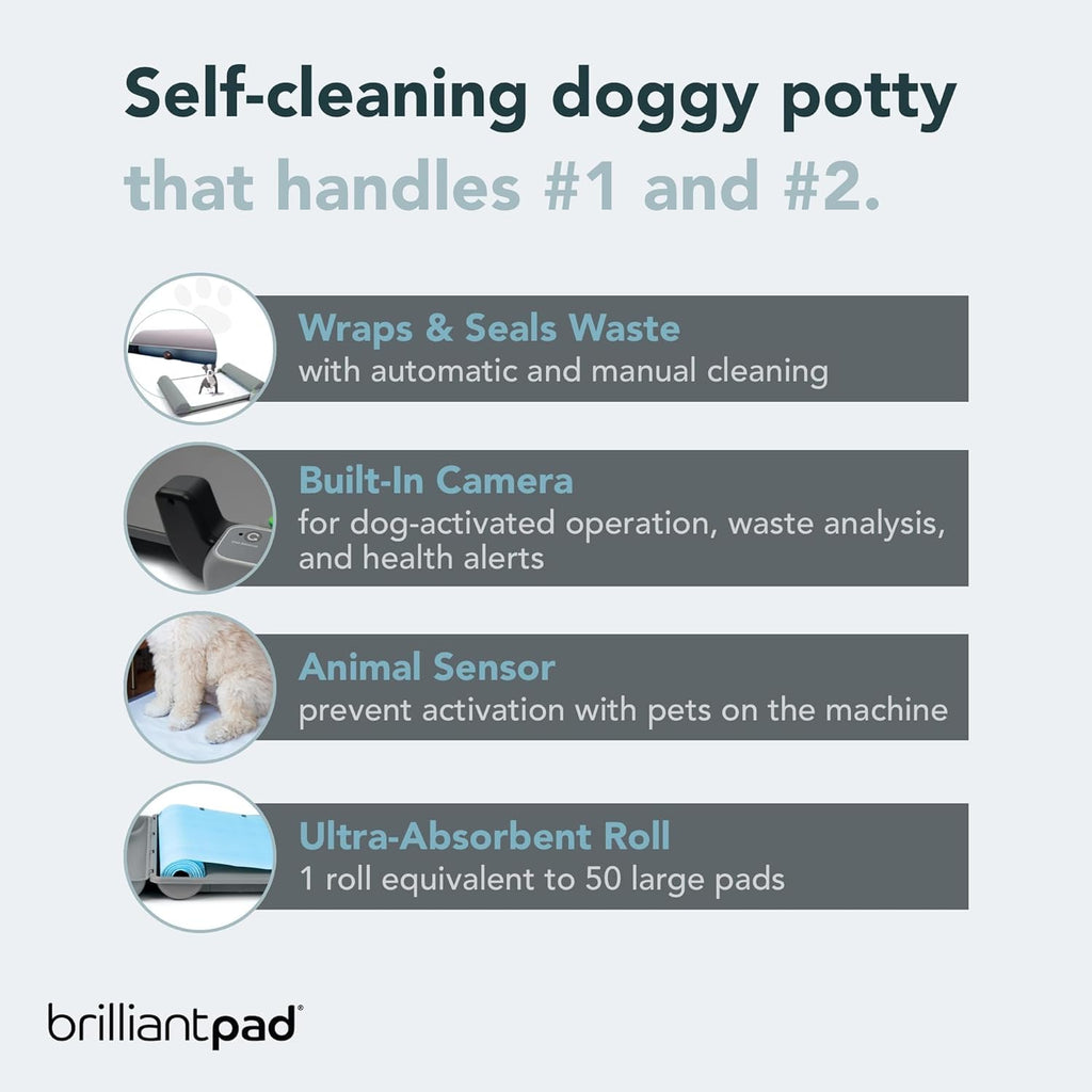 BrilliantPad Smart Self-Cleaning Indoor Dog Potty (Smartphone App + 1 Roll)