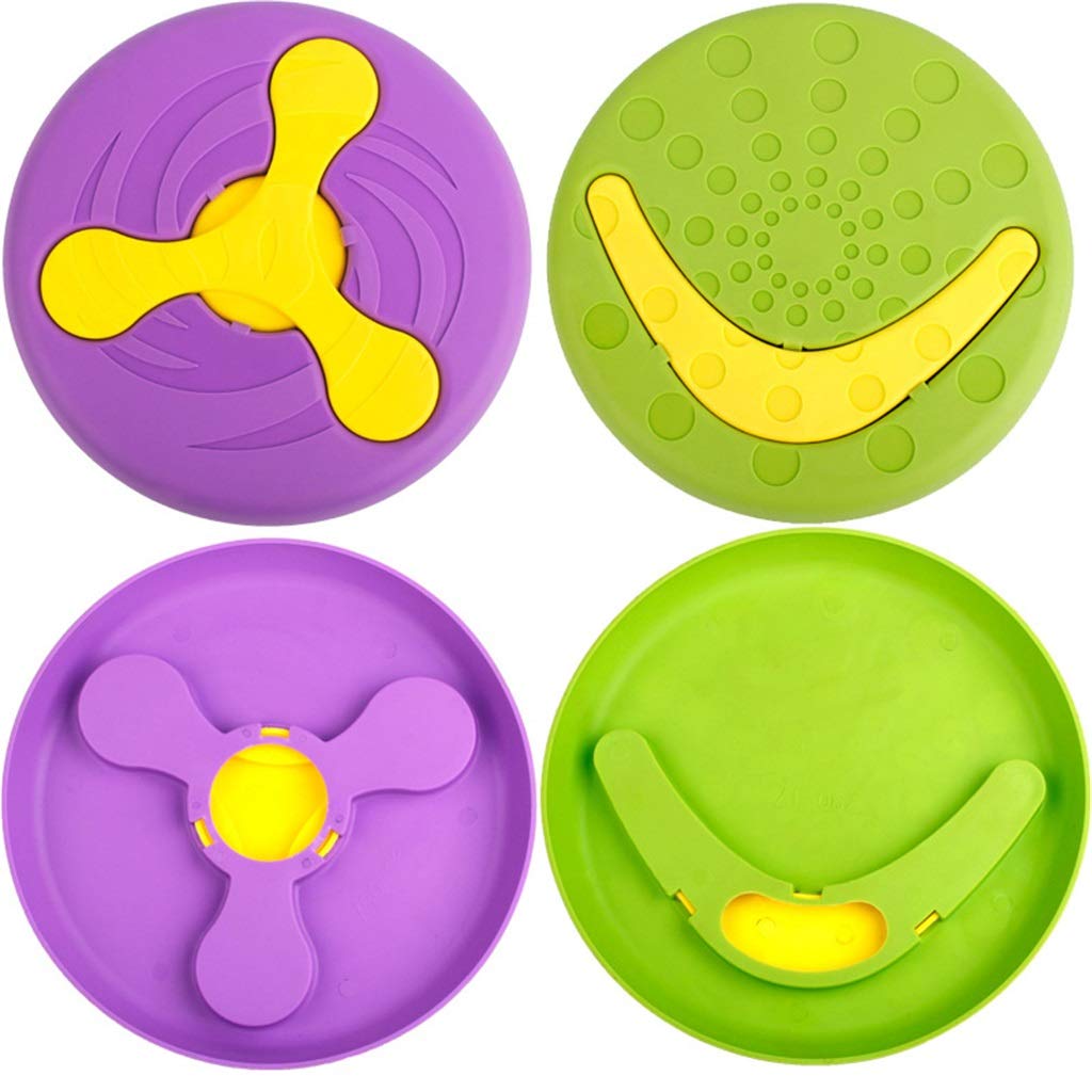 Separable Dog Flying Disc Multi-Use Floatable Soft Rubber Durable Interactive Dog Toys Chew Nontoxic Safe Puppy Game (Purple)