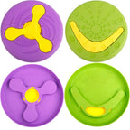 Separable Dog Flying Disc Multi-Use Floatable Soft Rubber Durable Interactive Dog Toys Chew Nontoxic Safe Puppy Game (Purple)