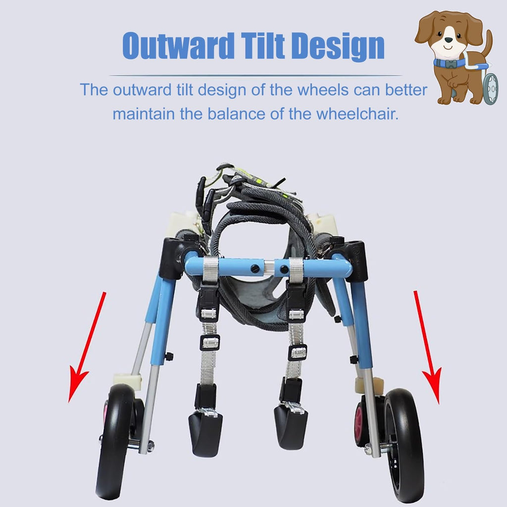 Xs to XXL Dog Wheelchair 4 Wheels can be 2 Wheels, Full Support Wheelchair for a Disabled Dog, Adjustable Dog Knee Brace for Double Rear Leg(Blue,S)