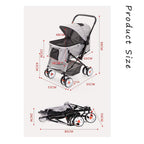 Cat/Dog Stroller Easy One-Hand Fold, 4 Wheel for Medium Small Dogs Clearance, Reversible Push Handle Pet Stroller Puppy & Kitten Carrier Extended Cockpit(Blue)