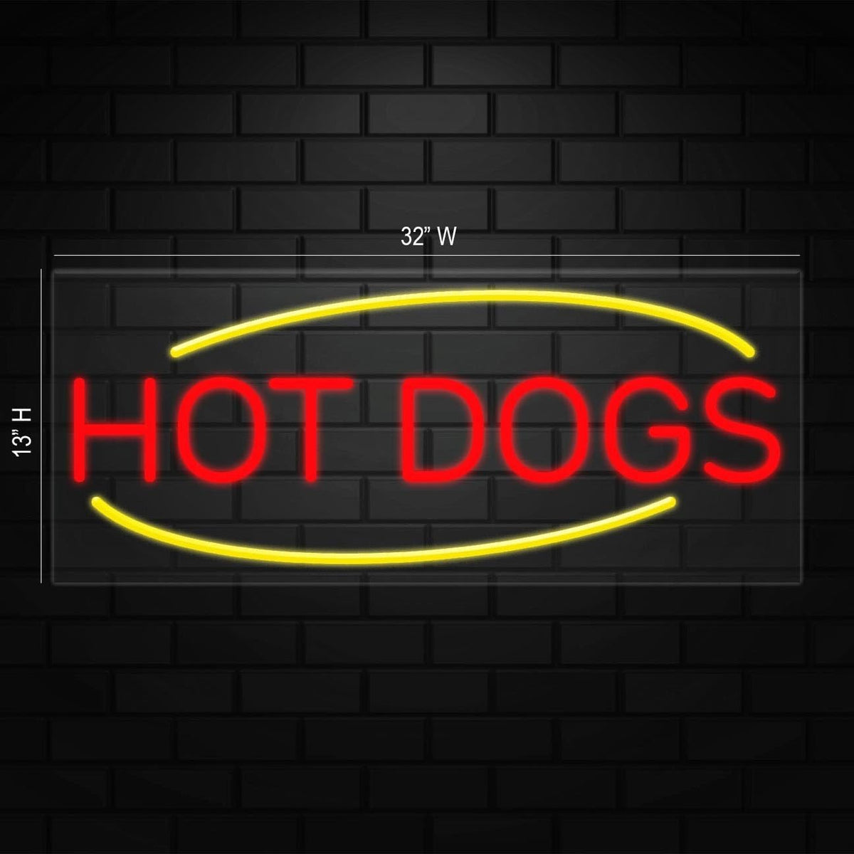 Hot Dogs Neon Sign for Retail Displays | Value priced LED Flex Neon | Electronic Light Up LED Sign for Windows/Walls | 32"W x 13"H x 1"D