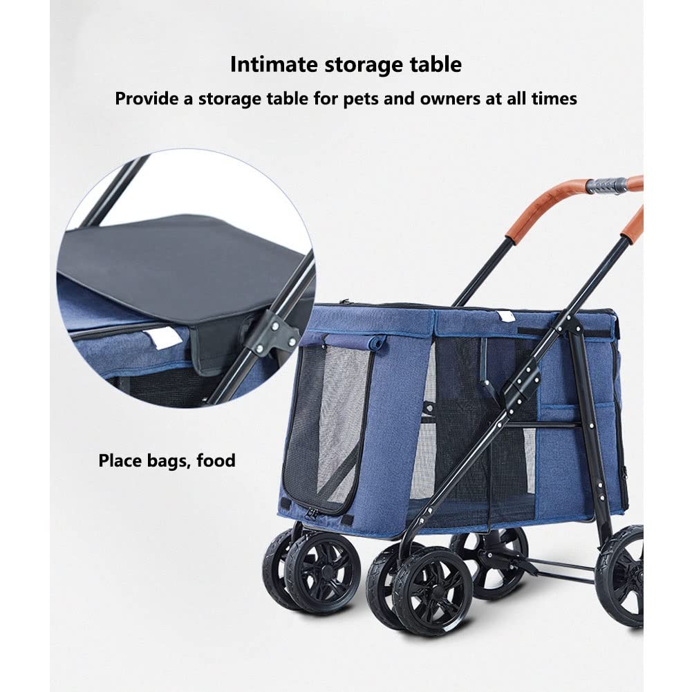 Removable Pet Stroller for Large Medium Dogs Cats Heavy Duty Dogs Strolling Cart with Front Entry Durable Cat Travel Carrier for Walks Jogging Max. Loading 30 Kg / 66 Lbs (Color : Black)