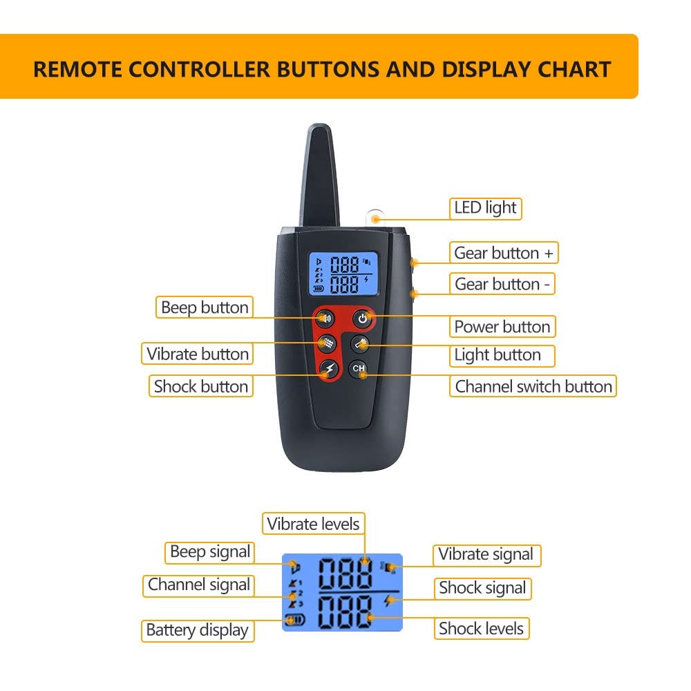Anti-Barking Collar Rechargeable Waterproof Dog Training Collar with Remote Anti-Barking Device