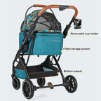 Pet Cat Stroller Foldable Multiple Dog Prams Pushchairs for Small Dogs with Cup Holder, Cat Stroller Dog Pram Buggy Detachable Pet Strollers for Small and Medium Dogs (Light Grey)