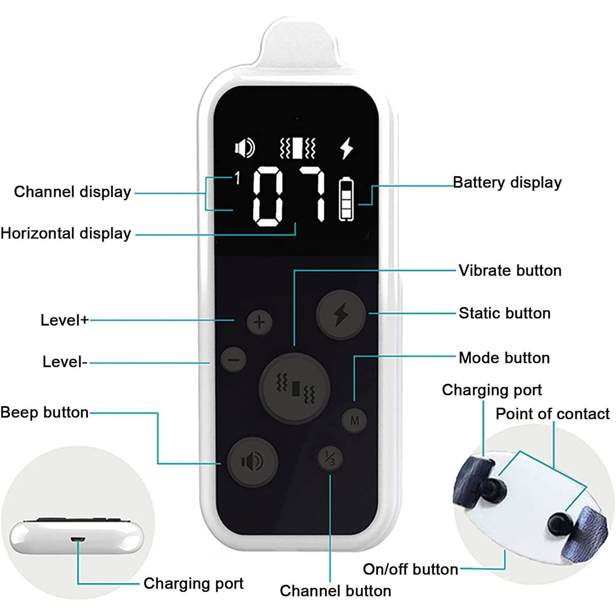 Long Lasting Anti Bark Dog Collar IP67 Waterproof Dog Training Collar Bark Collar Suitable for Many Kinds of Dogs Remote Control Distance Up to 800m