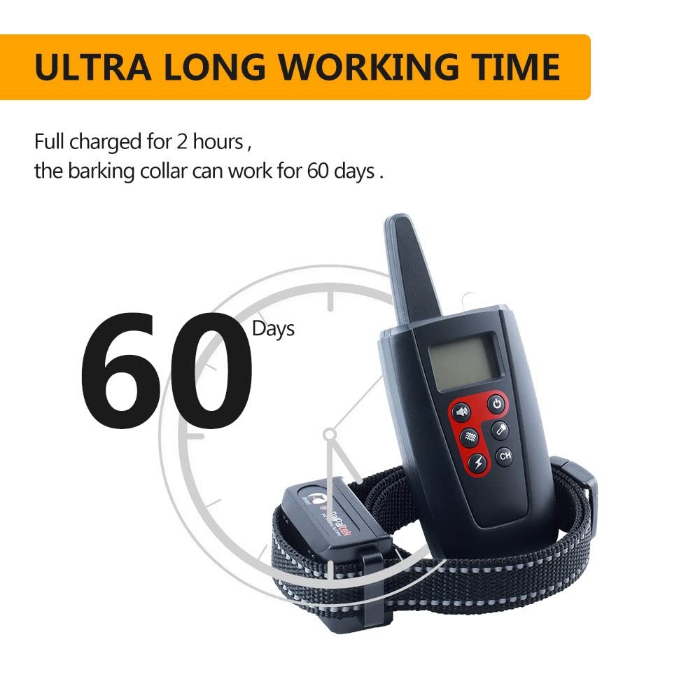 Anti-Barking Collar Rechargeable Waterproof Dog Training Collar with Remote Anti-Barking Device