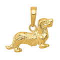 14K Yellow Gold Long-Haired Dachshund Dog Pendant