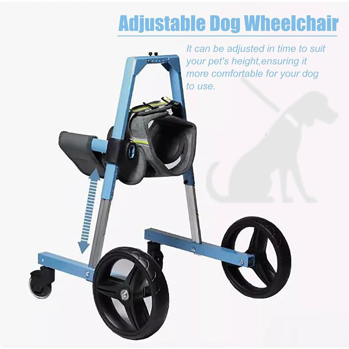 Dog Wheelchair,Full Support Doggy Mobility Aid Front/Back Cart Pet Leg Brace and Hip Support Adjustable,Walk Assistant for Front Injured/Paralyzed,Easy Assemble(Size:L,Color:Blue)