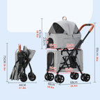 2 Layer Pet Travel Stroller Breathable Dog Pram Pushchair Cage, Double Layer Dog Stroller for 2 Dogs/Cats, Dog Strollers Foldable Pet Cat Carriage for Twin Or Multiple (Green)