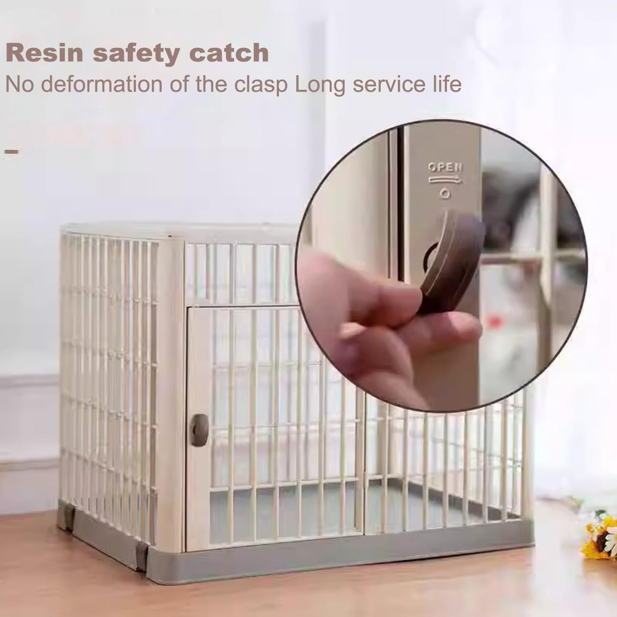 Four Seasons Universal Dog Crate, Small and Medium-Sized Dog Crate, Indoor Resin pet Crate, can be rotated 360 °, Move The Position at Will, PP Material, no Noise, Suitable for Indoor(Large)