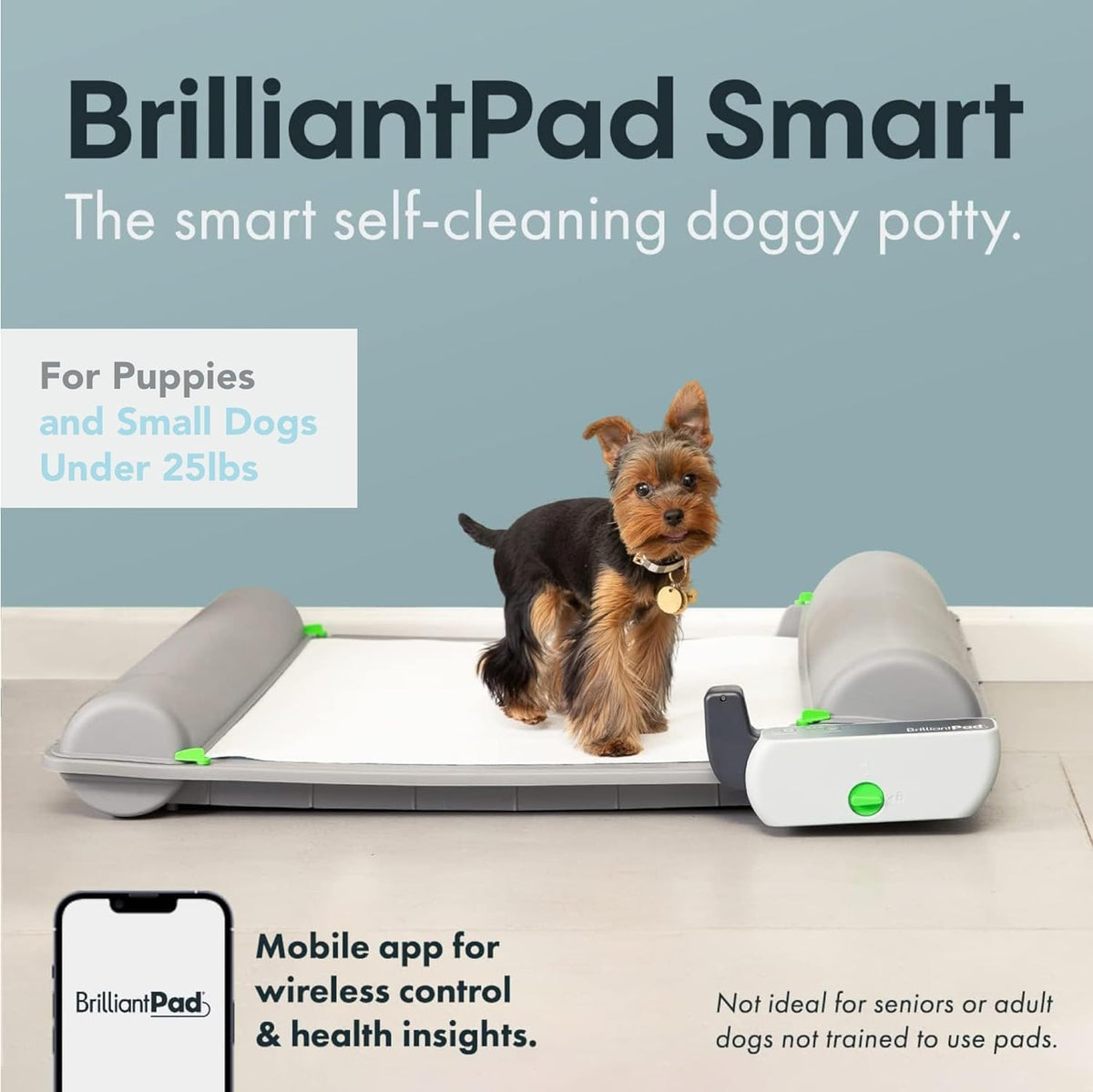 BrilliantPad Smart Self-Cleaning Indoor Dog Potty (Smartphone App + 1 Roll)