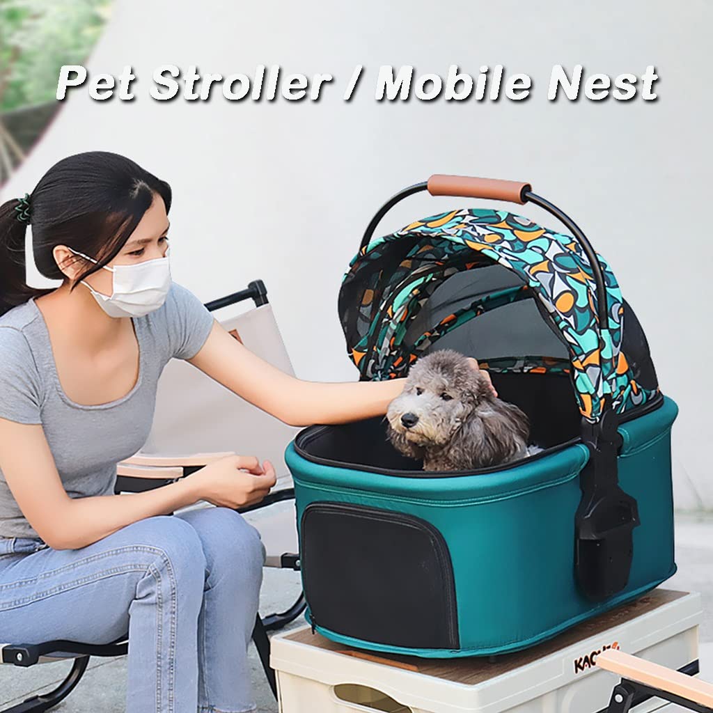 Pet Cat Stroller Foldable Multiple Dog Prams Pushchairs for Small Dogs with Cup Holder, Cat Stroller Dog Pram Buggy Detachable Pet Strollers for Small and Medium Dogs (Light Grey)