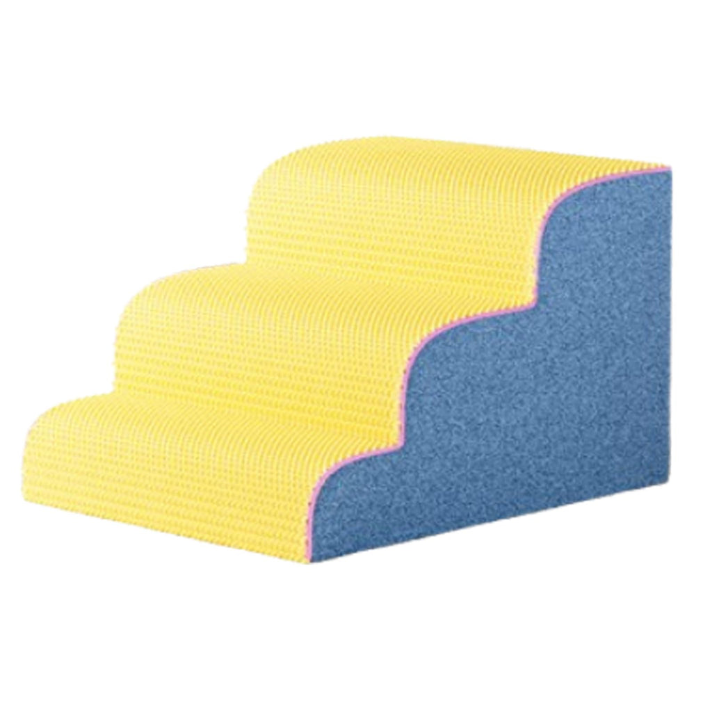 Dog Stairs for Small Dogs, 3-Step Wide Pet Step for High Bed or Couch, Curved Pet Ramps for Cats with High-Density Foam and Washable Cover,B,5th Floor