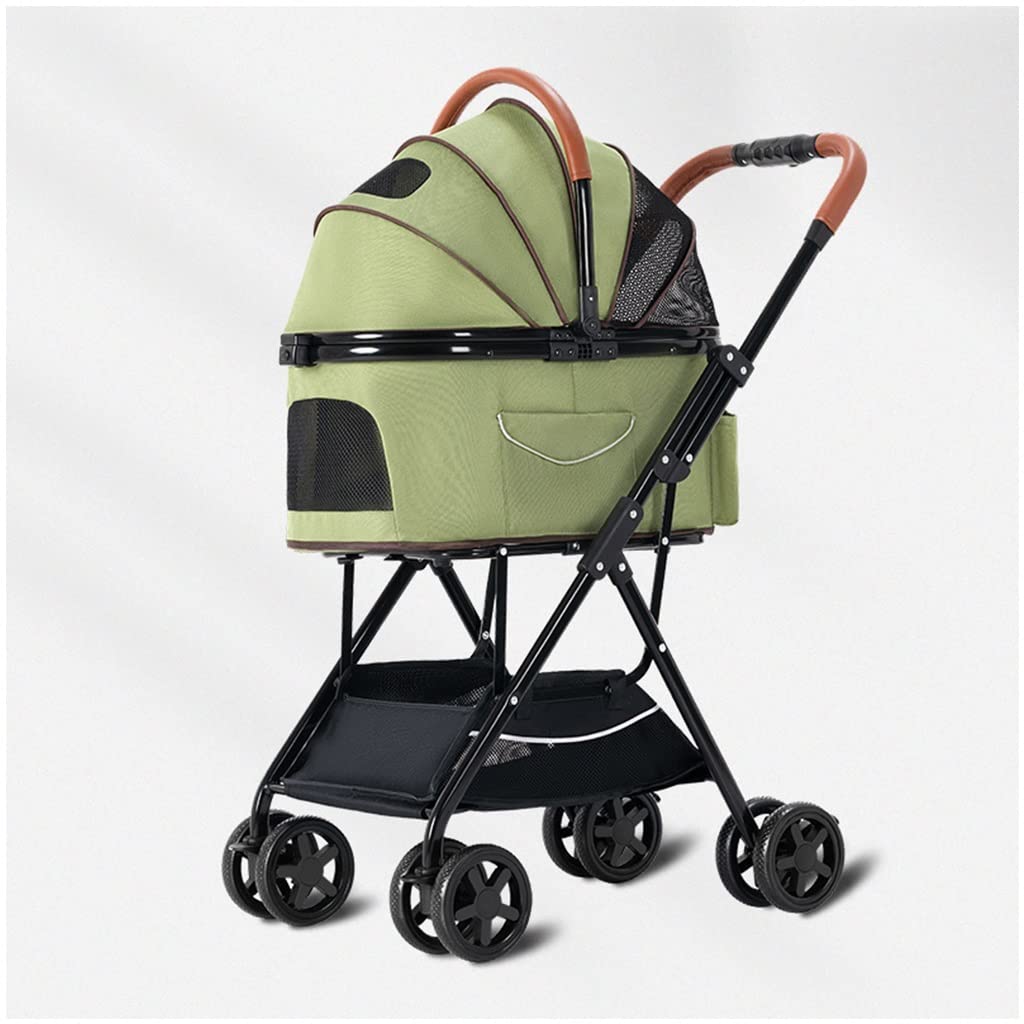 Pet Stroller Carriage for Small Medium Dogs/Cats Dog and Cat Stroller Carrier Separable Dogs Pram Stroller 4 Wheel Buggy Pushchairs Lightweight Folding Travel (Khaki)