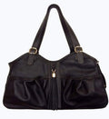 Metro Couture All Leather with Tassel Dog Carrier, Midnight, Small
