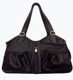 Metro Couture All Leather with Tassel Dog Carrier, Midnight, Small