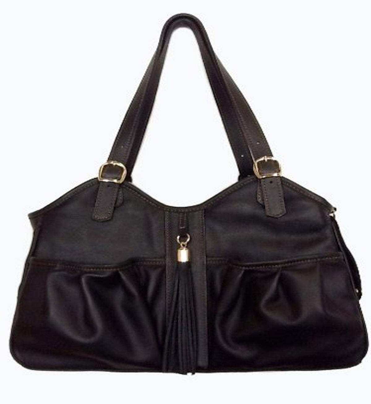 Metro Couture All Leather with Tassel Dog Carrier, Midnight, Small