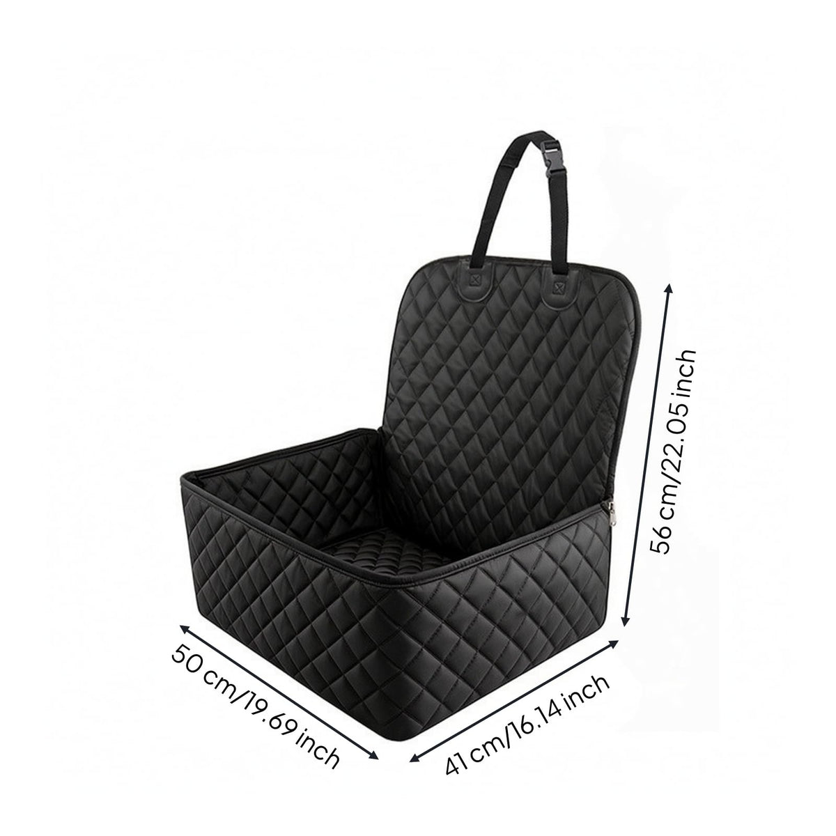Waterproof Cover with Raised Side Walls and Structured Front Panel Quilted Oxford Cloth Pet Seat Mat with Filling Suitable for Car Travel Medium Sized Dogs