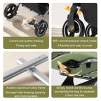 Foldable Pet Stroller, 3 in 1 Dog Stroller with Removable Carrier, 4 Wheels Cat Strollers with Cup Holder and Storage Basket for Small Medium Dogs and Cats,Green