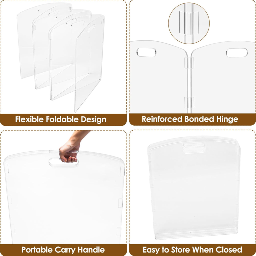 Modern Frame Clear Acrylic Freestanding Pet Gate - 24" High Extra-Wide Folding 6-Panel Dog Barrier for Doorways, Stairs & Large Openings, Indoor Fence for Dogs, Puppies & Cats