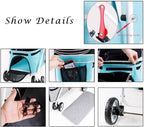 Foldable Stroller Zipperless Entry Dog Prams Pushchairs with Adjustable Awning,Small Dog Pram Pet Stroller for Cats/Dogs, Dog Strollers for Small Medium Dogs Within 20kg(Black a)