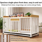 Furniture Pet Cage with Universal Wheels, Indoor Wooden Dog Crate