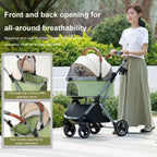 Foldable Pet Stroller, 3 in 1 Dog Stroller with Removable Carrier, 4 Wheels Cat Strollers with Cup Holder and Storage Basket for Small Medium Dogs and Cats,Green