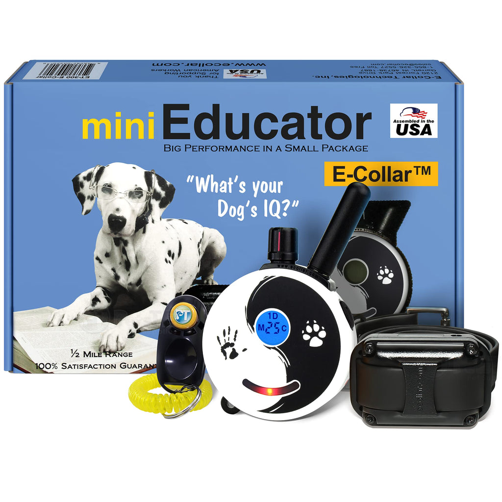 Educator ET-302 Mini E Collar for Dog Training with Remote - 1/2 Mile Range, Waterproof, 100 Blunt Stimulation Levels, Tone or Vibration Mode, Night Light for Small, Medium & Large Dogs (2 Dogs)