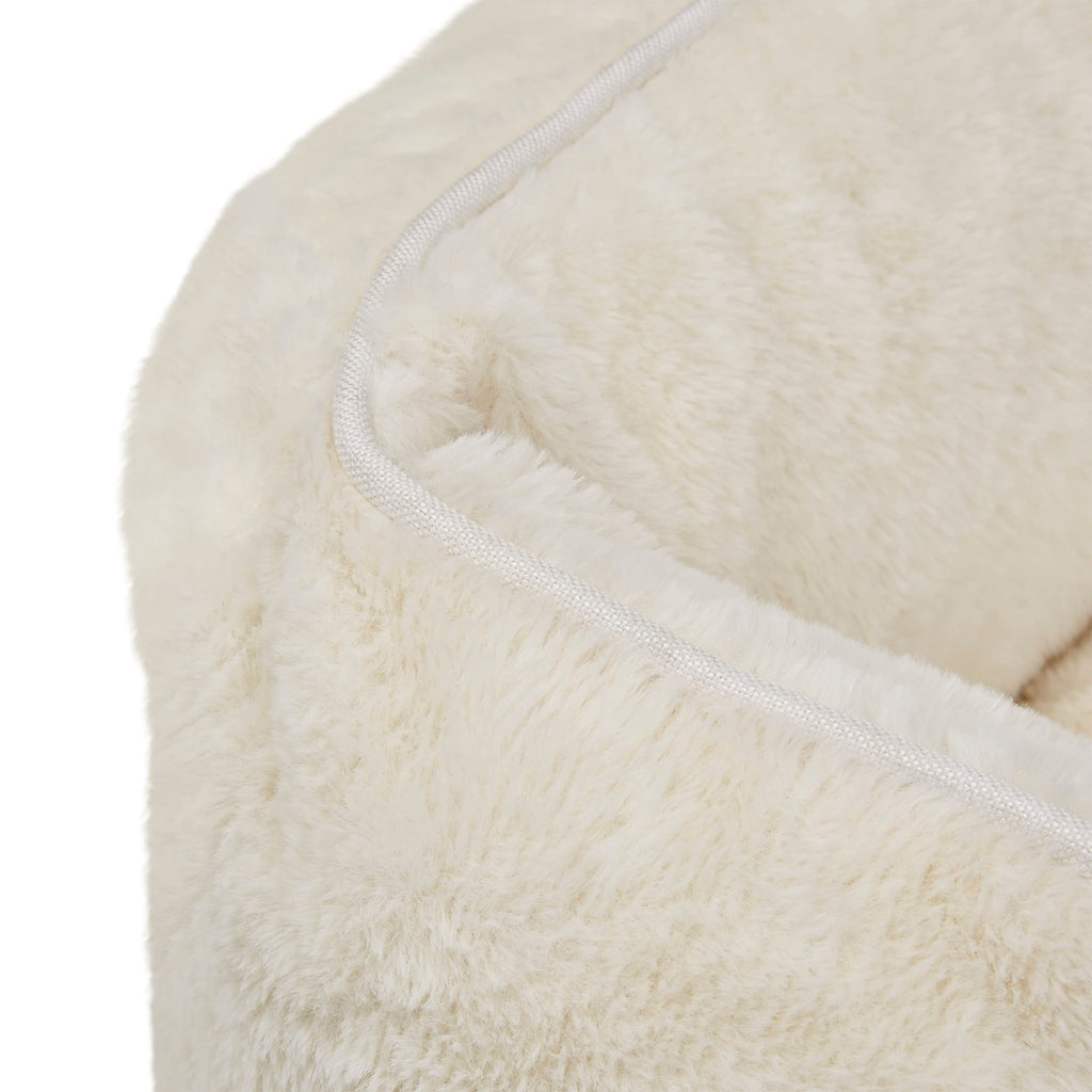 FUZI Luxury Aesthetic Dog Bed for Medium Dogs with Washable Cover, Pet Couch, Pet Bed with Sides, Non-Slip Bottom, Soft and Durable Calming Dog Bed, Faux Rabbit Fur, Medium 31.75x23.6x9.5 Soft White