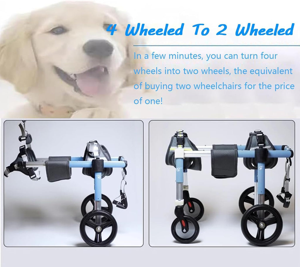 Adjustable Dog Wheelchair for Mum & Dogs 4 Wheel li Aid for Rear Legs Pet Support for Cats & Rabbits(Large)