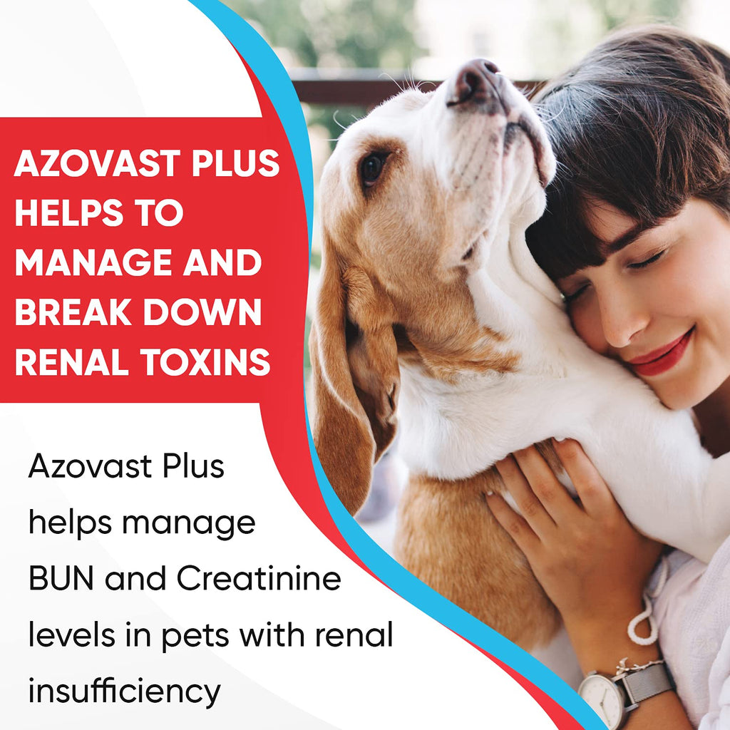 Azovast Plus Kidney Health Supplement for Dogs & Cats -24 Billion CFU- NO Refrigeration Required - Help Support Kidney Function & Manage Renal Toxins - Renal Care Supplement Capsule(U.S.A)(360 Caps)