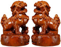 A Pair Solid Wood Carved Feng Shui Fu Foo Dog Guardion Door Lion, Best Housewarming Congratulatory Gift to Ward Off Evil Energy