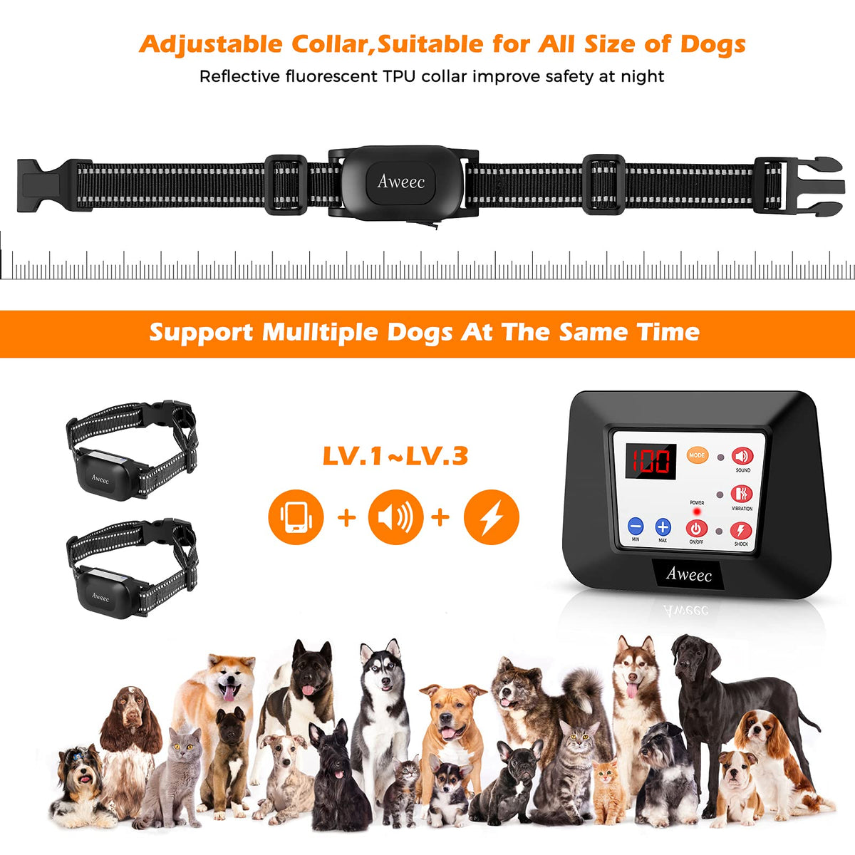 Wireless Dog Fence, 2 in1 Electric Dog Boundary System & Remote Trainer & Wireless Pet Fence for The Yard, Adjustable Pet Training Collar Receiver for Small Medium Large Dogs (for 1 Dog)