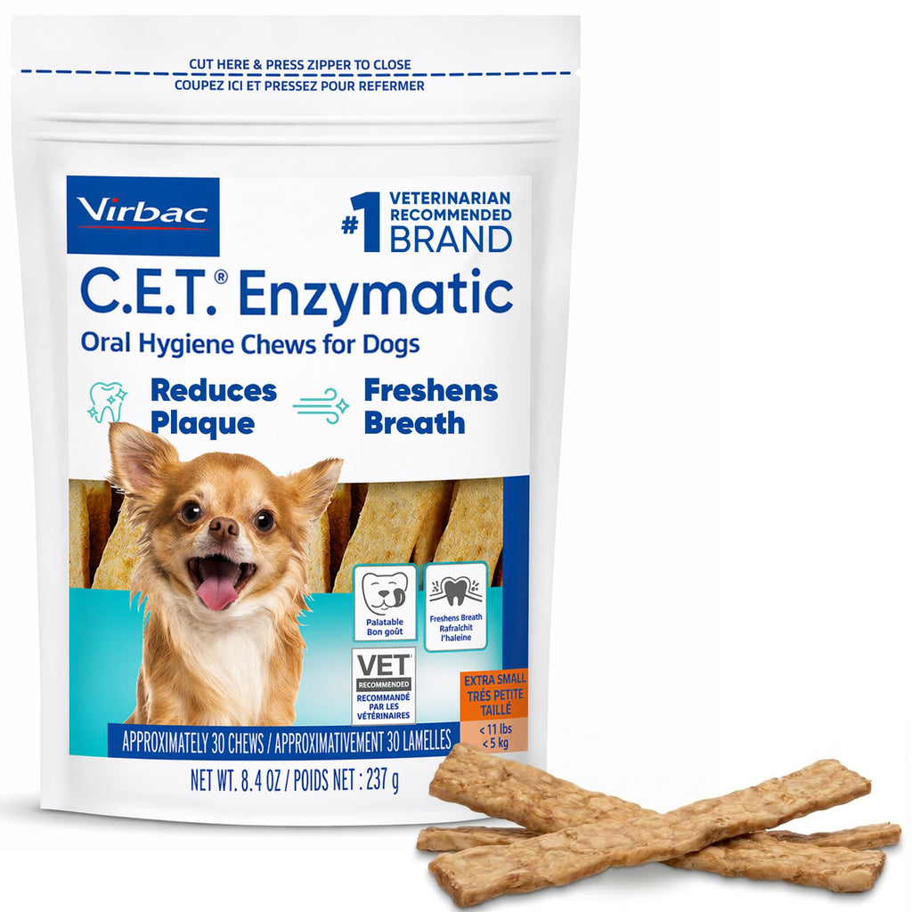 Virbac C.E.T. Enzymatic Oral Hygiene Chews for Dogs, Tartar Control, Extra Small Under 11lbs (Pack of 12)