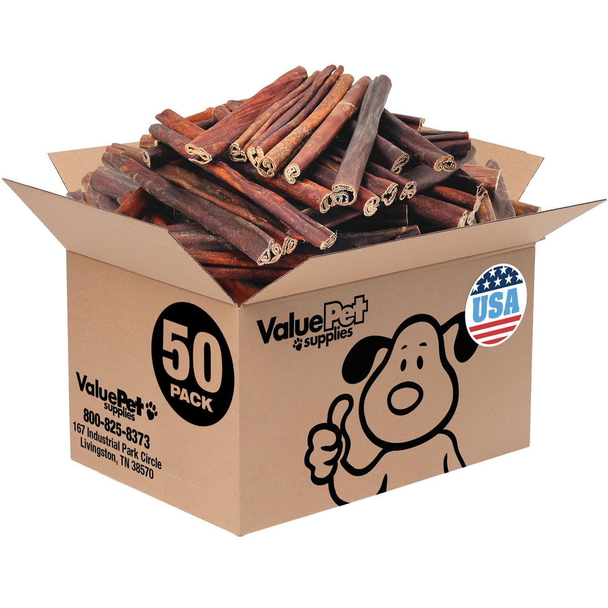 ValueBull USA Beef Collagen Sticks, 12 Inch Super Jumbo Chews, 50 Count