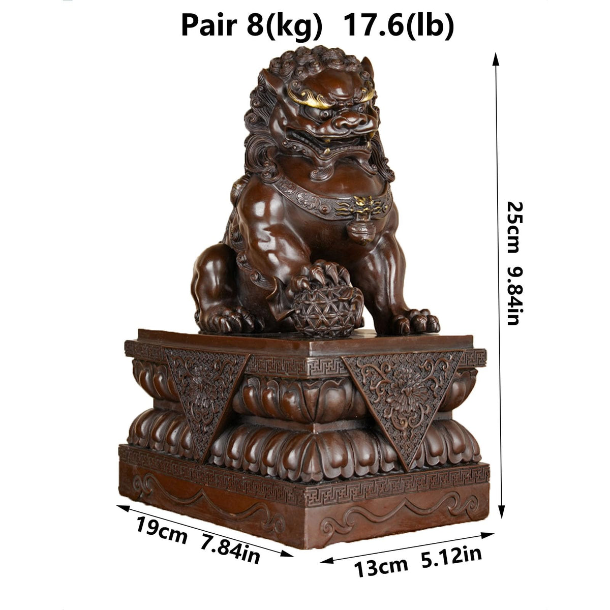 Beijing Foo Fu Dog Guardion Statues Wealth Porsperity, Guardian Lion Statues Pair of Fu Foo Dogs Home Feng Shui Decor Figurine Housewarming Gift, to Ward Off Negative Energy