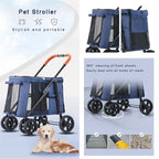 Pet Dog Stroller for Large Dogs Pet Pram Luxury Large Dog Strollers Foldable Carrier Cart Pet Pushchair 4 Wheel Stroller Carriage for Cat Dog (Green)