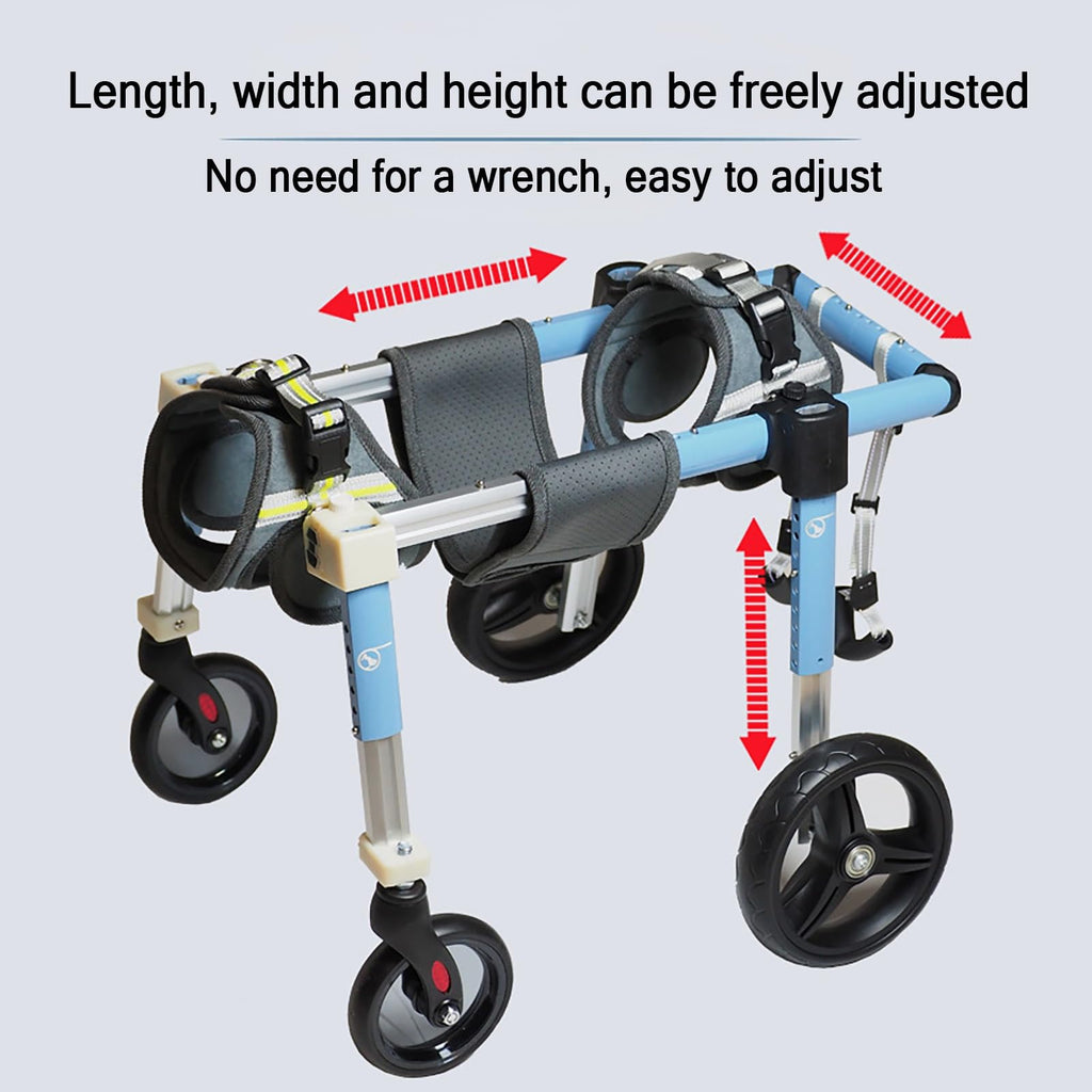 4 Wheel Dog Wheel Chair Leg Brace Adjustable, Back Leg Dog Wheelchair, Dog Wheel Chair for Front Legs, Full Support Mobility Aid for Dog Hip Support for Mall Medium Large Pet(Blue,XS)